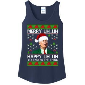 Funny Santa Joe Biden Merry Uh Uh Christmas Ugly Memes Anti Biden Ugly Christmas Ladies Essential Tank