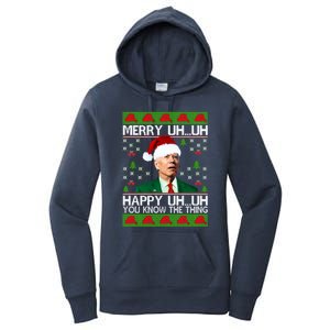 Funny Santa Joe Biden Merry Uh Uh Christmas Ugly Memes Anti Biden Ugly Christmas Women's Pullover Hoodie