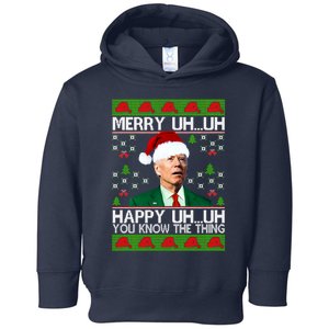 Funny Santa Joe Biden Merry Uh Uh Christmas Ugly Memes Anti Biden Ugly Christmas Toddler Hoodie