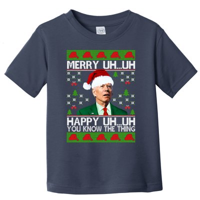 Funny Santa Joe Biden Merry Uh Uh Christmas Ugly Memes Anti Biden Ugly Christmas Toddler T-Shirt