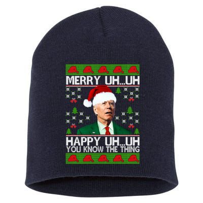 Funny Santa Joe Biden Merry Uh Uh Christmas Ugly Memes Anti Biden Ugly Christmas Short Acrylic Beanie