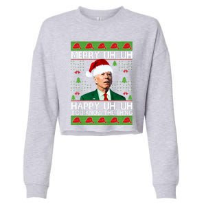 Funny Santa Joe Biden Merry Uh Uh Christmas Ugly Memes Anti Biden Ugly Christmas Cropped Pullover Crew