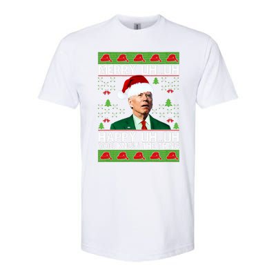 Funny Santa Joe Biden Merry Uh Uh Christmas Ugly Memes Anti Biden Ugly Christmas Softstyle CVC T-Shirt