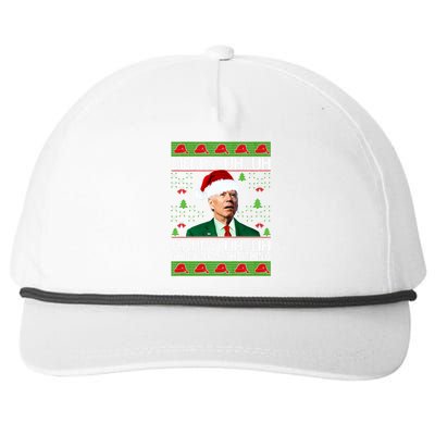 Funny Santa Joe Biden Merry Uh Uh Christmas Ugly Memes Anti Biden Ugly Christmas Snapback Five-Panel Rope Hat