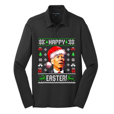 Funny Santa Joe Biden Happy Easter Ugly Christmas Confused Gift Silk Touch Performance Long Sleeve Polo