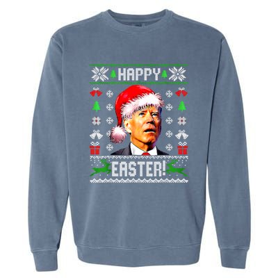 Funny Santa Joe Biden Happy Easter Ugly Christmas Confused Gift Garment-Dyed Sweatshirt