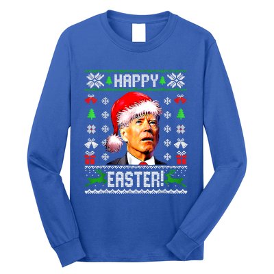 Funny Santa Joe Biden Happy Easter Ugly Christmas Confused Gift Long Sleeve Shirt