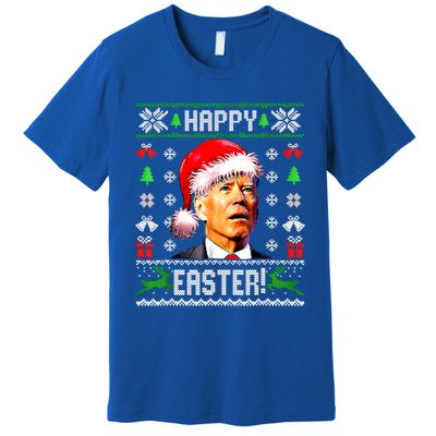 Funny Santa Joe Biden Happy Easter Ugly Christmas Confused Gift Premium T-Shirt