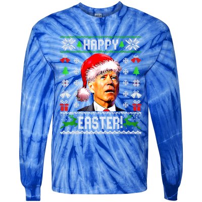 Funny Santa Joe Biden Happy Easter Ugly Christmas Confused Gift Tie-Dye Long Sleeve Shirt