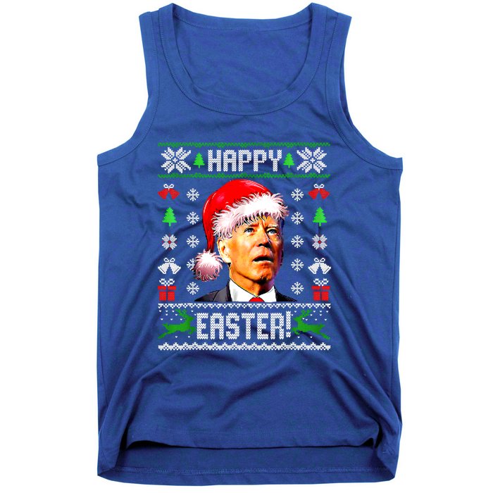 Funny Santa Joe Biden Happy Easter Ugly Christmas Confused Gift Tank Top