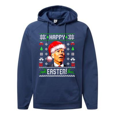 Funny Santa Joe Biden Happy Easter Ugly Christmas Confused Gift Performance Fleece Hoodie