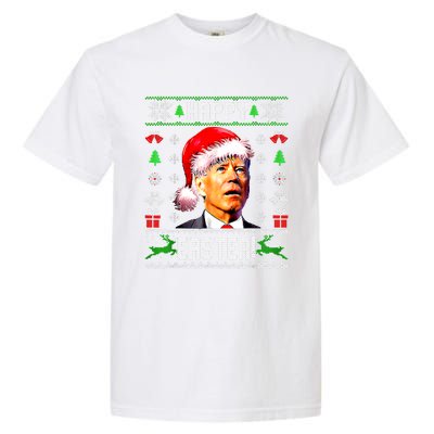 Funny Santa Joe Biden Happy Easter Ugly Christmas Confused Gift Garment-Dyed Heavyweight T-Shirt