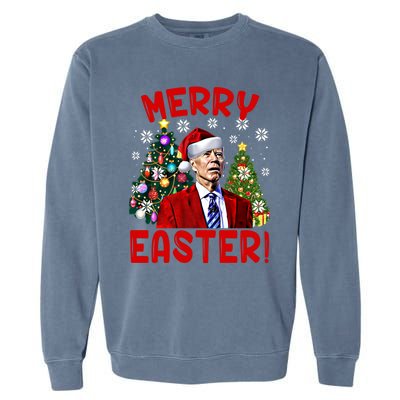 Funny Santa Joe Biden Happy Easter Ugly Christmas Confused Gift Garment-Dyed Sweatshirt