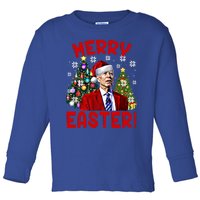 Funny Santa Joe Biden Happy Easter Ugly Christmas Confused Gift Toddler Long Sleeve Shirt