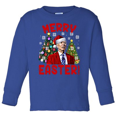 Funny Santa Joe Biden Happy Easter Ugly Christmas Confused Gift Toddler Long Sleeve Shirt