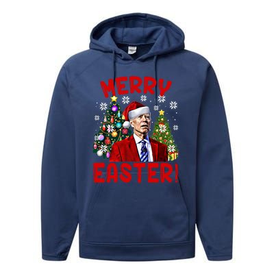 Funny Santa Joe Biden Happy Easter Ugly Christmas Confused Gift Performance Fleece Hoodie