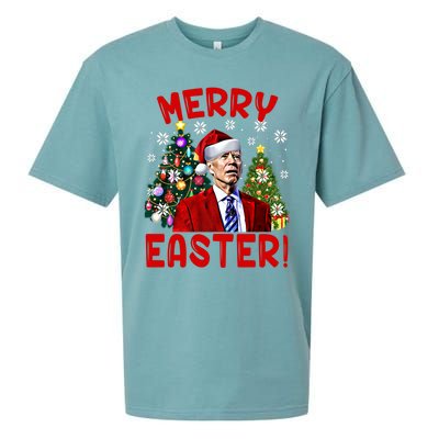 Funny Santa Joe Biden Happy Easter Ugly Christmas Confused Gift Sueded Cloud Jersey T-Shirt