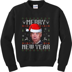 Funny Santa Joe Biden Happy New Year Ugly Christmas Sweater Kids Sweatshirt