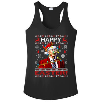 Funny Santa Joe Biden Happy Easter Ugly Christmas Lights Gift Ladies PosiCharge Competitor Racerback Tank