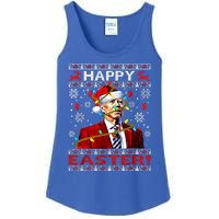 Funny Santa Joe Biden Happy Easter Ugly Christmas Lights Gift Ladies Essential Tank