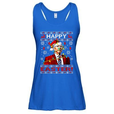 Funny Santa Joe Biden Happy Easter Ugly Christmas Lights Gift Ladies Essential Flowy Tank