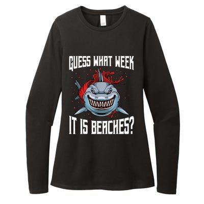 Funny Shark Joke Guess What Week It Is Sarcastic Party Beach Womens CVC Long Sleeve Shirt