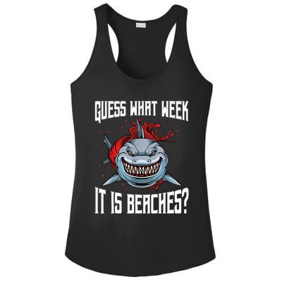 Funny Shark Joke Guess What Week It Is Sarcastic Party Beach Ladies PosiCharge Competitor Racerback Tank