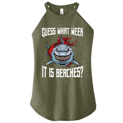 Funny Shark Joke Guess What Week It Is Sarcastic Party Beach Women's Perfect Tri Rocker Tank