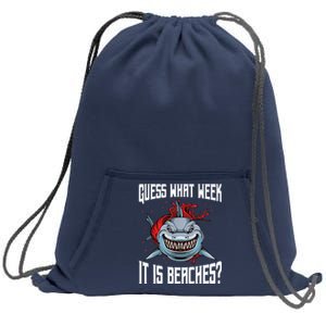 Funny Shark Joke Guess What Week It Is Sarcastic Party Beach Sweatshirt Cinch Pack Bag