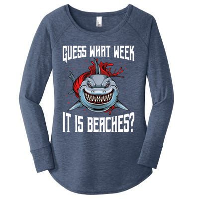 Funny Shark Joke Guess What Week It Is Sarcastic Party Beach Women's Perfect Tri Tunic Long Sleeve Shirt