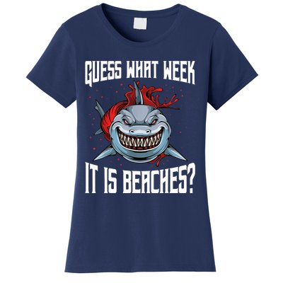 Funny Shark Joke Guess What Week It Is Sarcastic Party Beach Women's T-Shirt