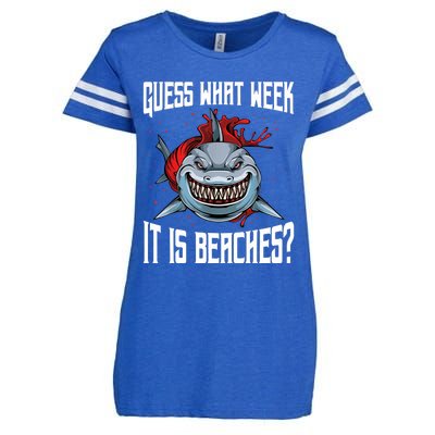 Funny Shark Joke Guess What Week It Is Sarcastic Party Beach Enza Ladies Jersey Football T-Shirt