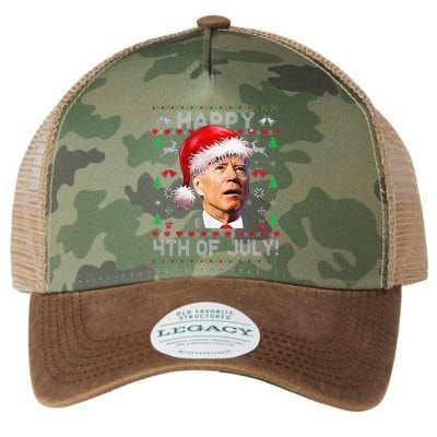 Funny Santa Joe Biden Happy 4th Of July Ugly Christmas Legacy Tie Dye Trucker Hat