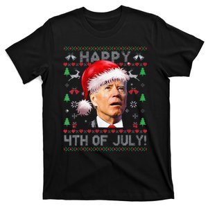 Funny Santa Joe Biden Happy 4th Of July Ugly Christmas T-Shirt