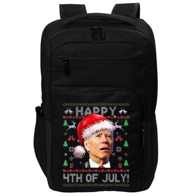 Funny Santa Joe Biden Happy 4th Of July Ugly Christmas Impact Tech Backpack