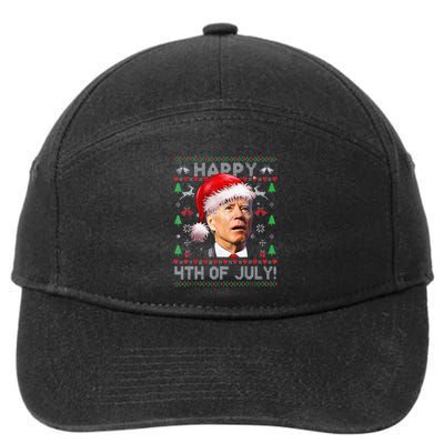 Funny Santa Joe Biden Happy 4th Of July Ugly Christmas 7-Panel Snapback Hat