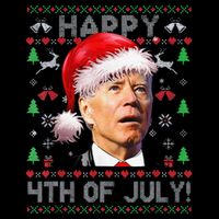 Funny Santa Joe Biden Happy 4th Of July Ugly Christmas Drawstring Bag