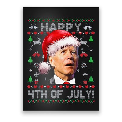 Funny Santa Joe Biden Happy 4th Of July Ugly Christmas Poster