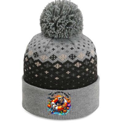 Funny Skeleton Just Waiting For Halloween Gift The Baniff Cuffed Pom Beanie