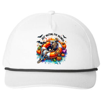 Funny Skeleton Just Waiting For Halloween Gift Snapback Five-Panel Rope Hat