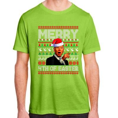 Funny Santa Joe Biden Merry 4th Of Easter Ugly Christmas Adult ChromaSoft Performance T-Shirt