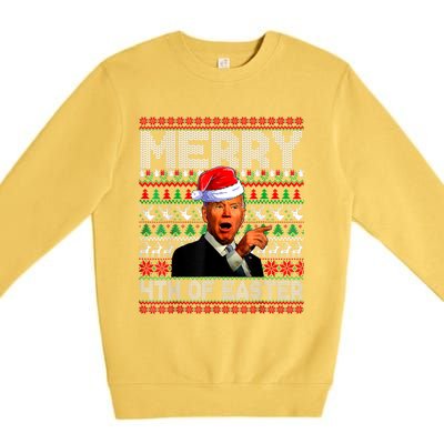 Funny Santa Joe Biden Merry 4th Of Easter Ugly Christmas Premium Crewneck Sweatshirt