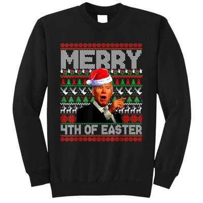 Funny Santa Joe Biden Merry 4th Of Easter Ugly Christmas Sweatshirt