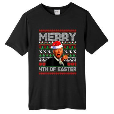 Funny Santa Joe Biden Merry 4th Of Easter Ugly Christmas Tall Fusion ChromaSoft Performance T-Shirt