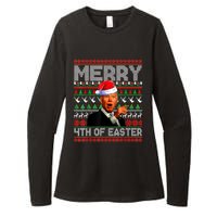 Funny Santa Joe Biden Merry 4th Of Easter Ugly Christmas Womens CVC Long Sleeve Shirt