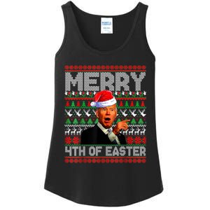 Funny Santa Joe Biden Merry 4th Of Easter Ugly Christmas Ladies Essential Tank