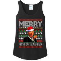 Funny Santa Joe Biden Merry 4th Of Easter Ugly Christmas Ladies Essential Tank