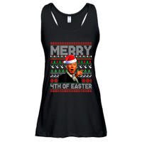 Funny Santa Joe Biden Merry 4th Of Easter Ugly Christmas Ladies Essential Flowy Tank