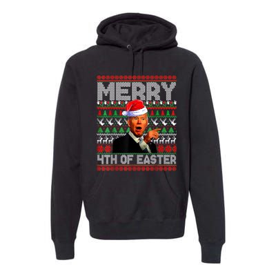 Funny Santa Joe Biden Merry 4th Of Easter Ugly Christmas Premium Hoodie