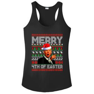 Funny Santa Joe Biden Merry 4th Of Easter Ugly Christmas Ladies PosiCharge Competitor Racerback Tank